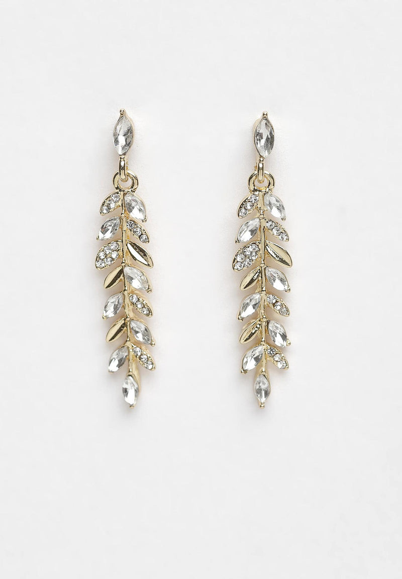 Gold Leaf Crystal Hanging Earrings
