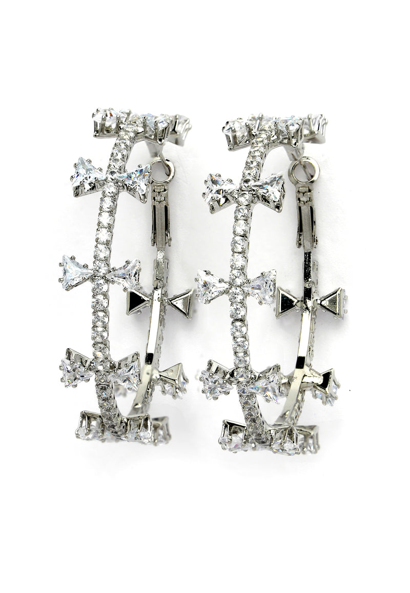 Silver-Coloured Bow Earrings