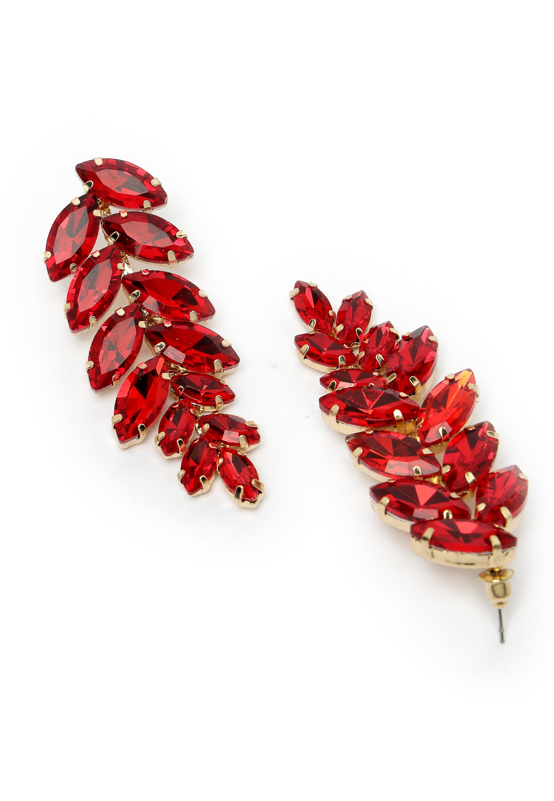 Red Leaf-Shaped Drop Earrings