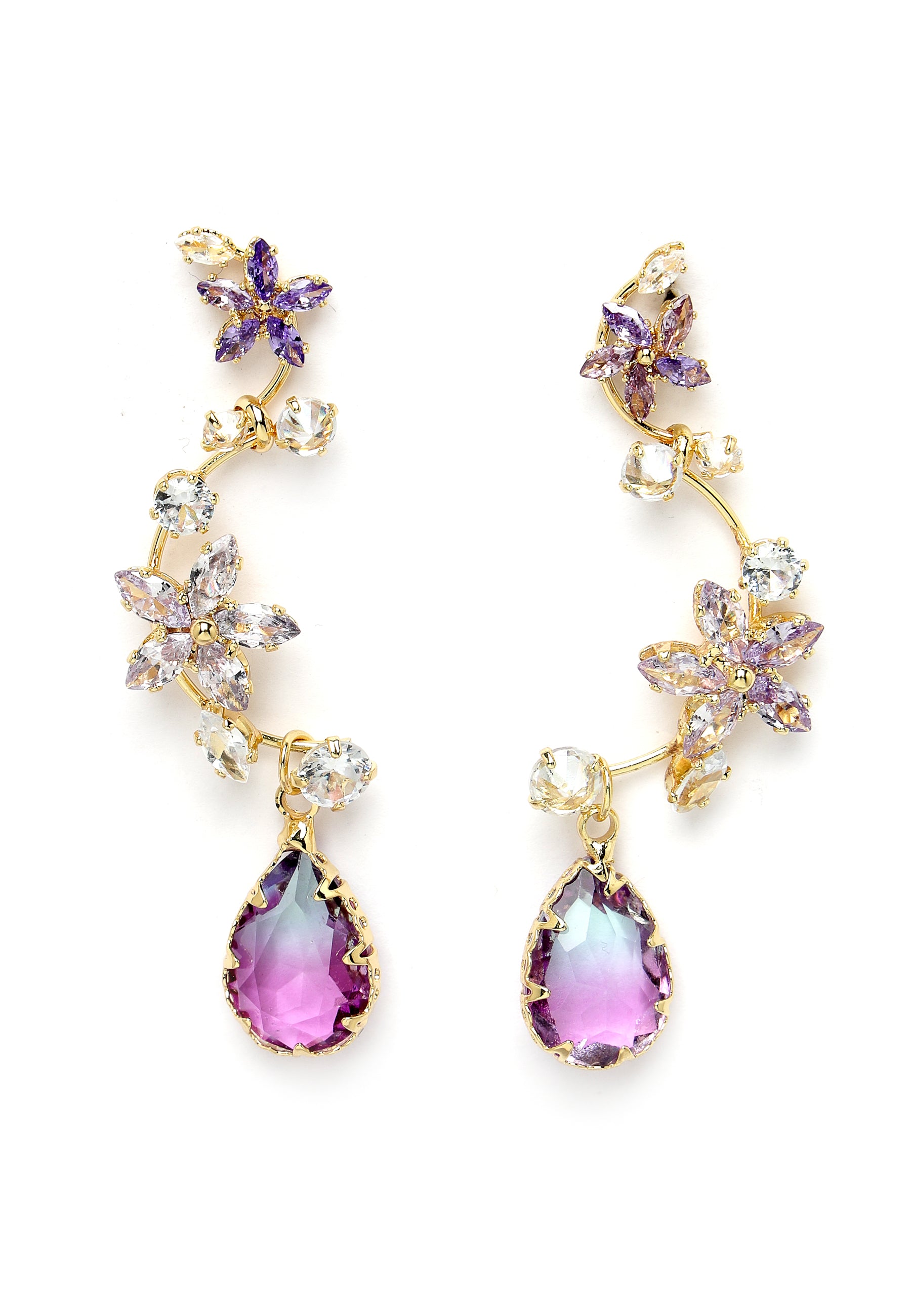 Boucles d'oreilles pendantes violettes améthyste