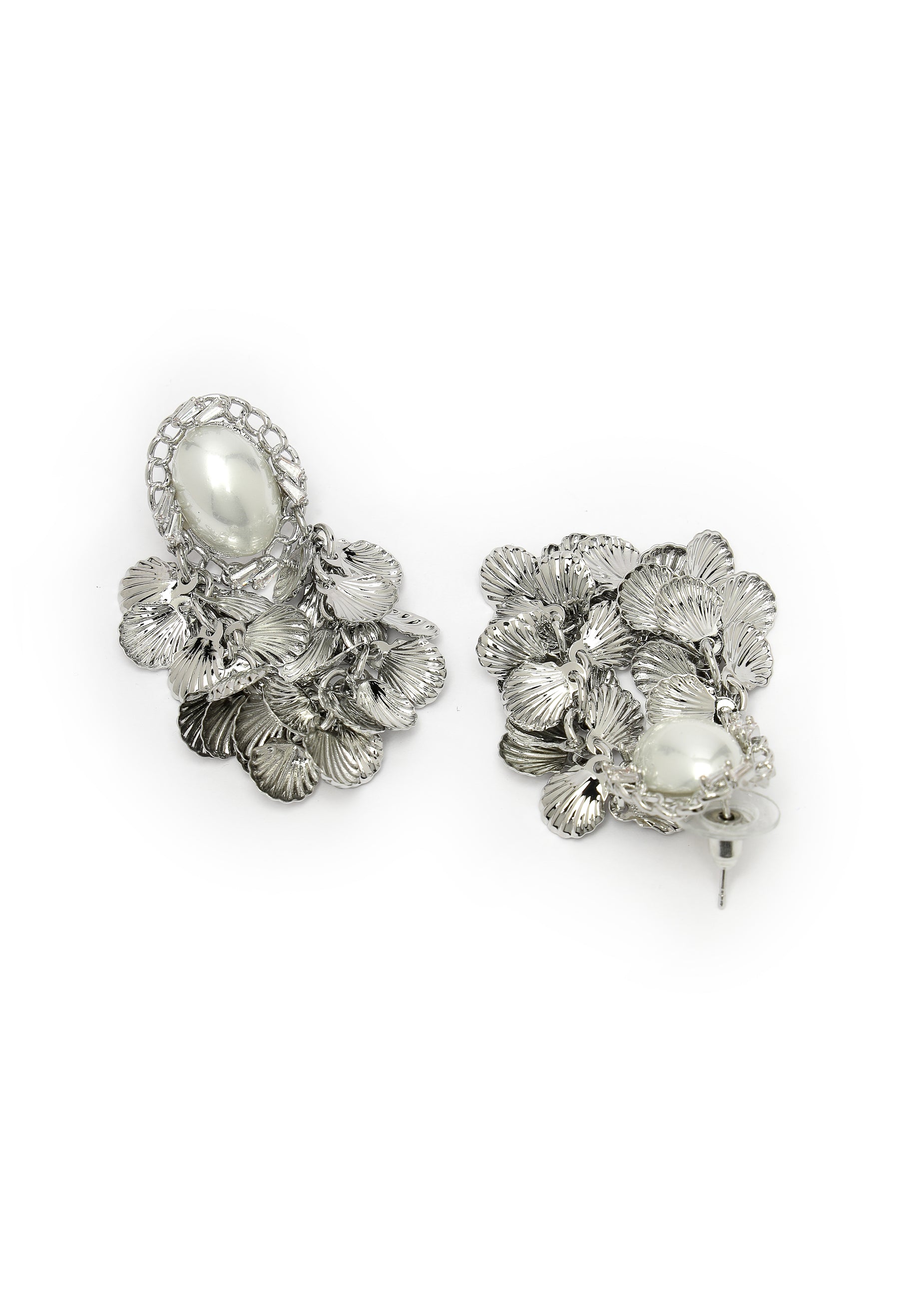 Silver-Coloured Beaded Earrings