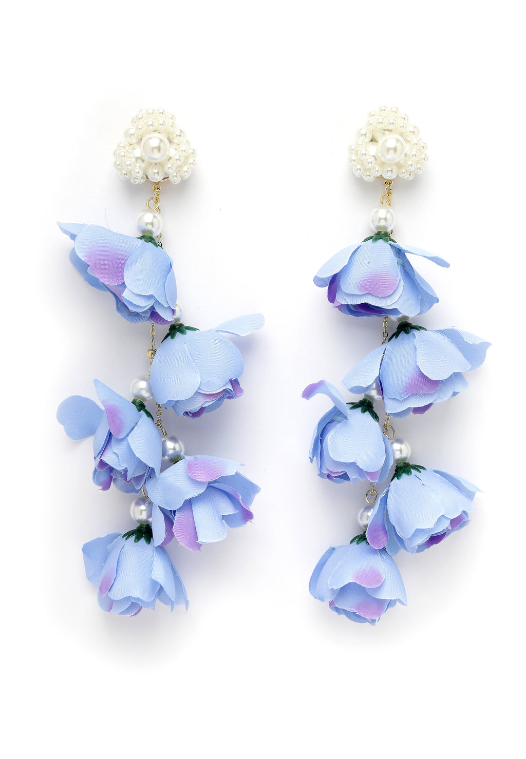 Pendientes fluidos con forma de rosa azul