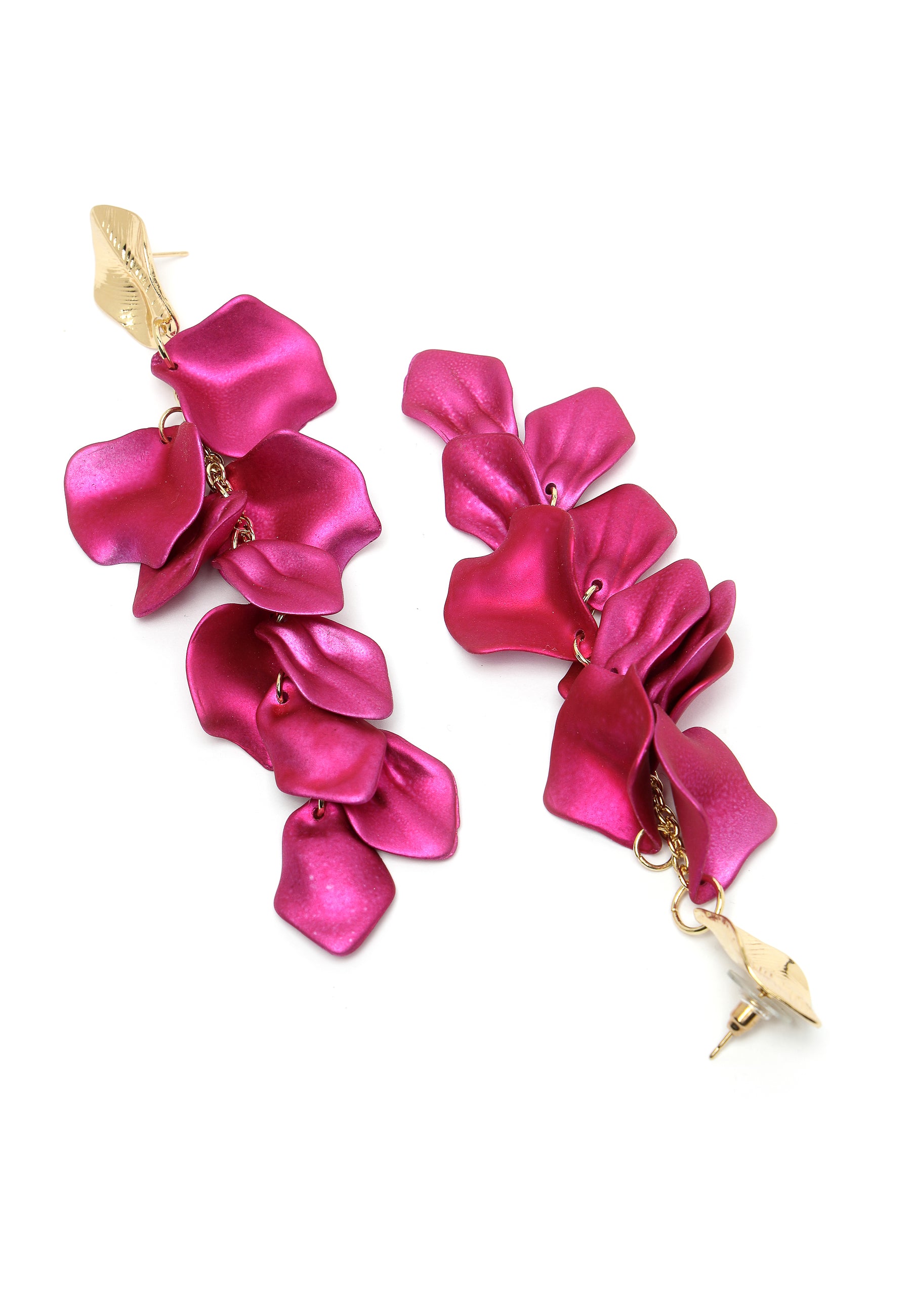 Boucles d'oreilles pendantes en forme de feuille rose