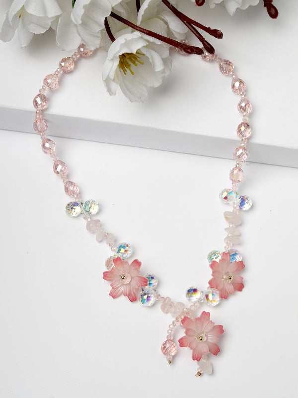 Collana con fiori di ciliegio rosa