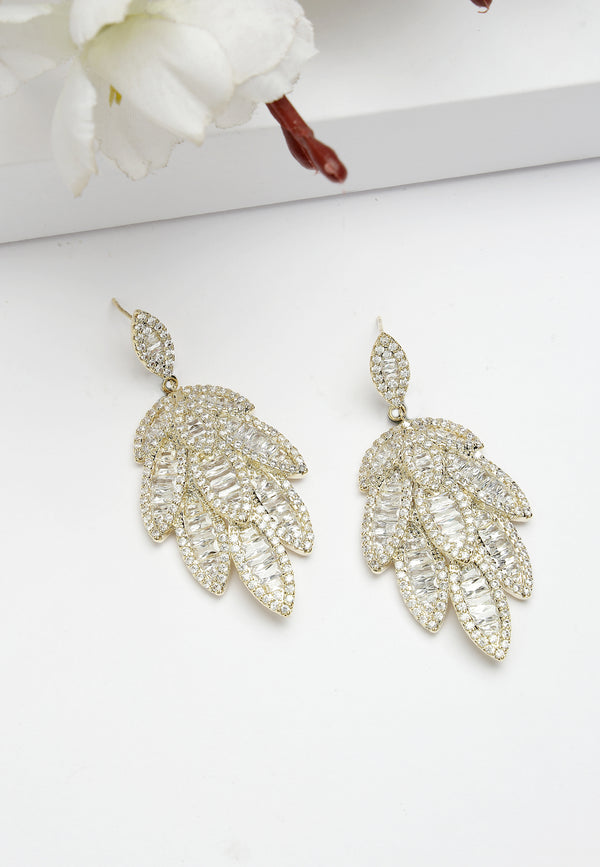 Ciúbach Zirconia Willow Leaf Dangle Earrings