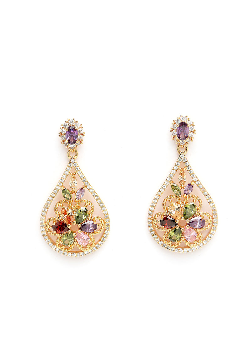 Boucles d'oreilles vintage en zircone florale