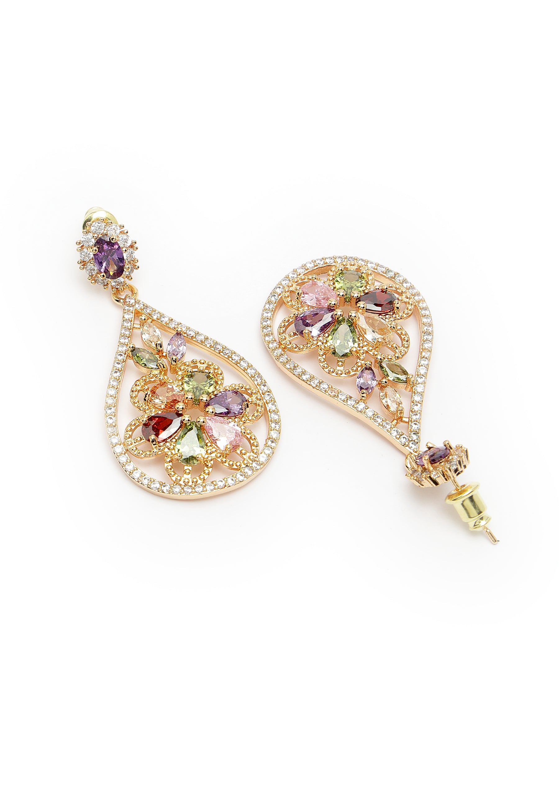 Vintage Floral Zirconia Earrings