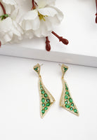 Zirconia Hollow Triangular Dangle Earrings