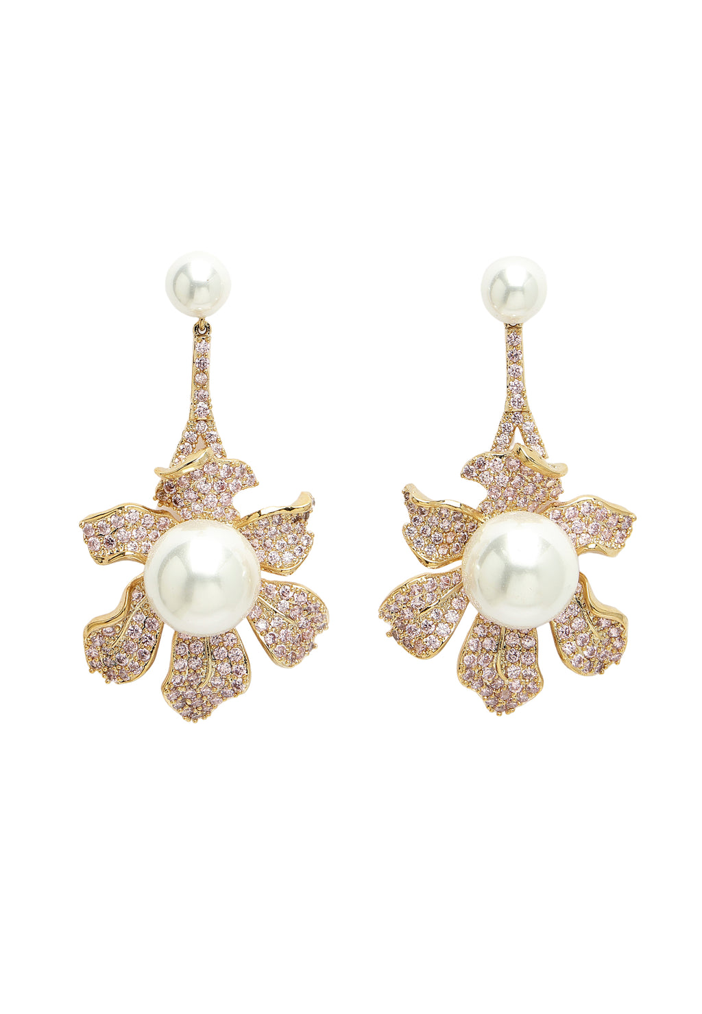 Zirconia Ciúbach Blooming Pearl Floral Earrings