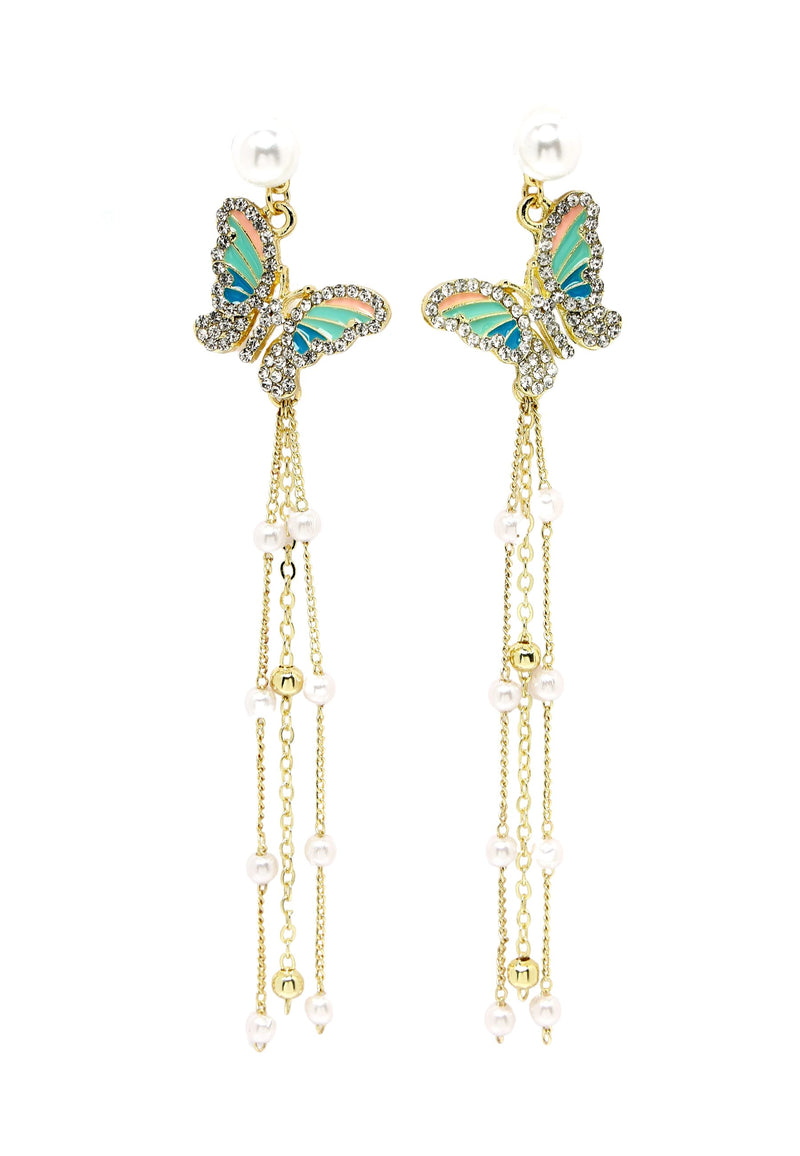 Pendientes colgantes de mariposa multicolor