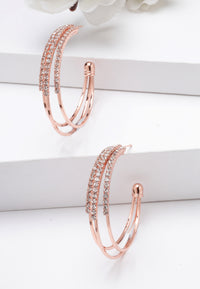 C Shape Rose-Gold  Crystal Earrings