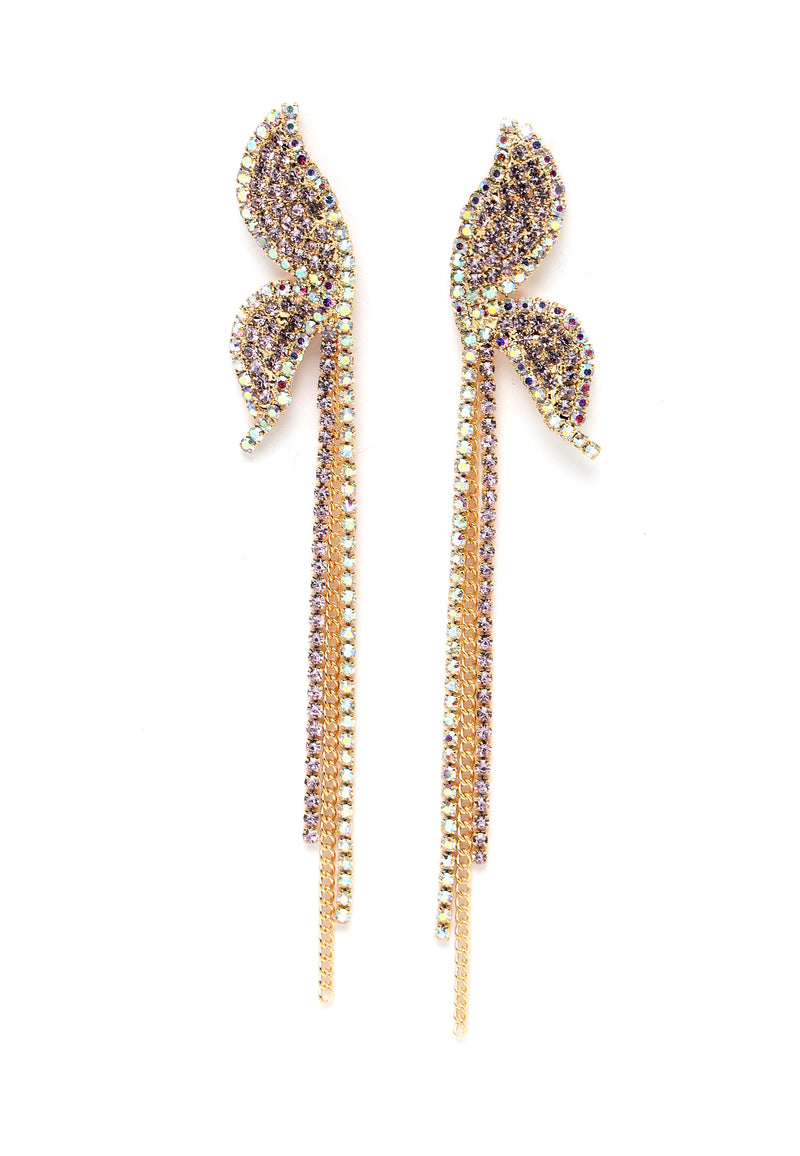Lilac Tone Iconic Crystal Butterfly Shape Drop Earrings