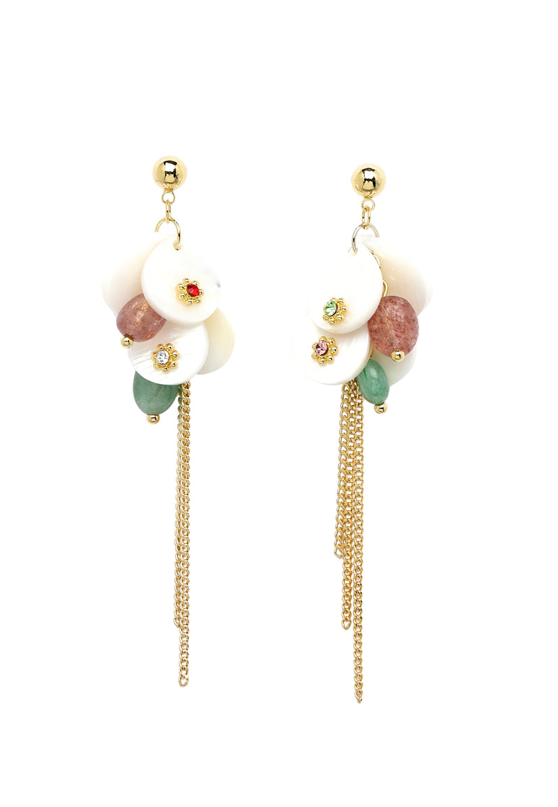 Gold-Colored Beaded Drop Earrings