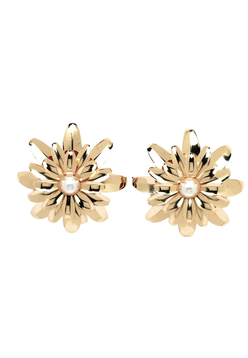 Gold-Colored Floral Stud Earrings