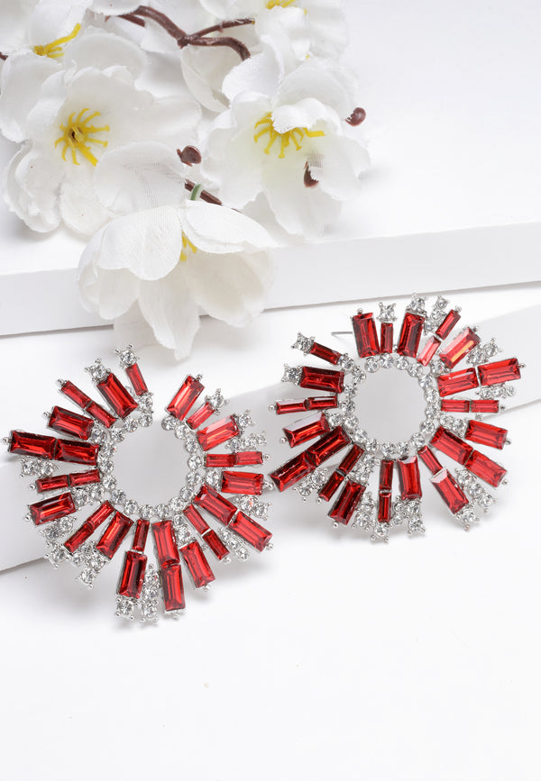 Sparkling Sunbeam Stud Earrings In Red