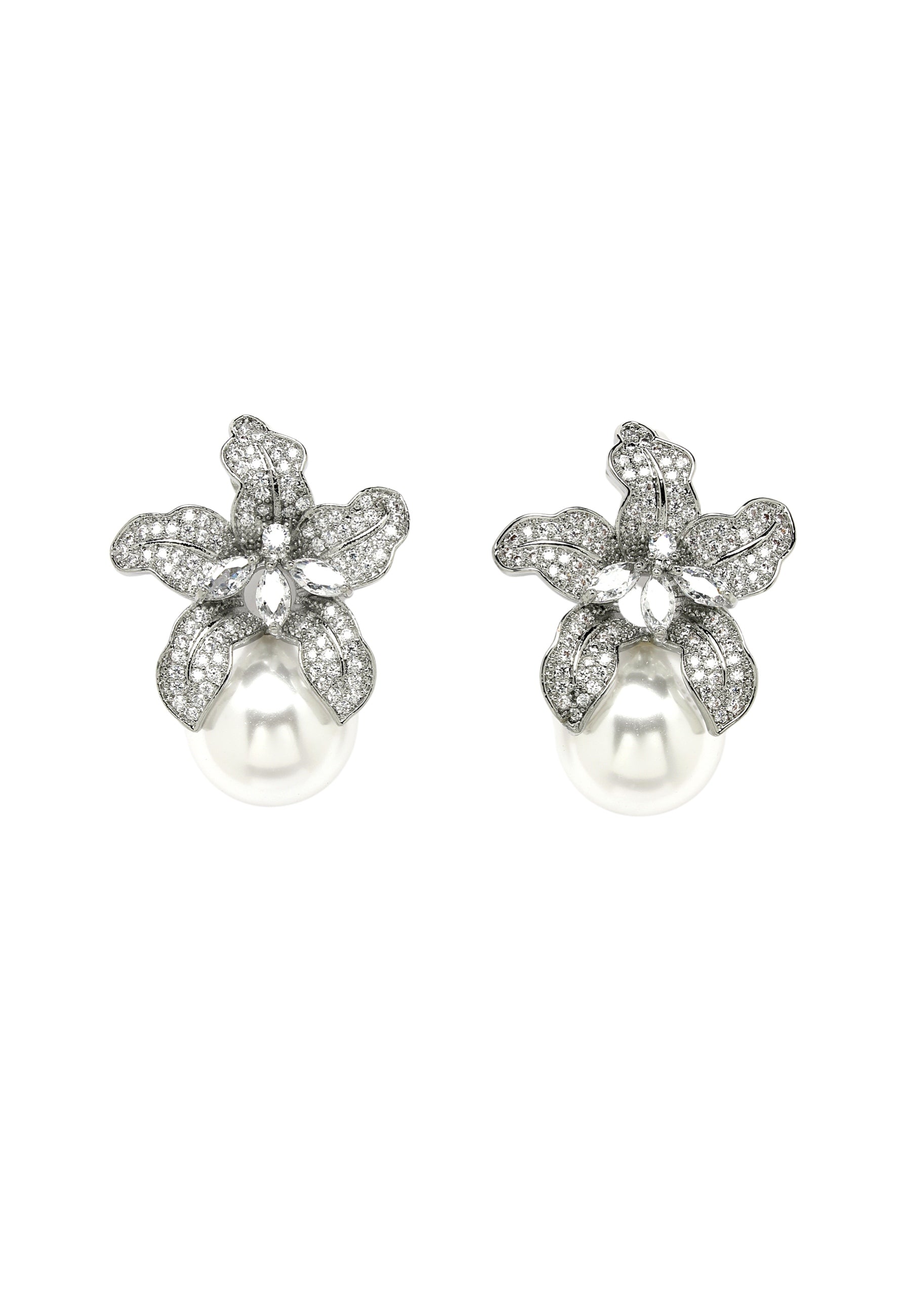 Bridesmaid Silver-Colored Crystal Earrings