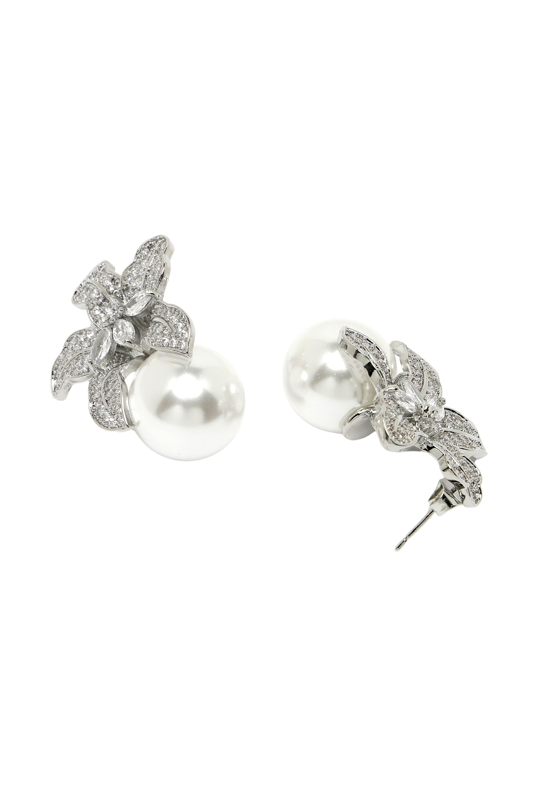 Bridesmaid Silver-Colored Crystal Earrings