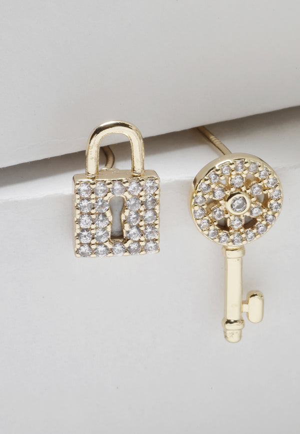 Padlock Óirphlátáilte Agus Eochrach Earring Graí