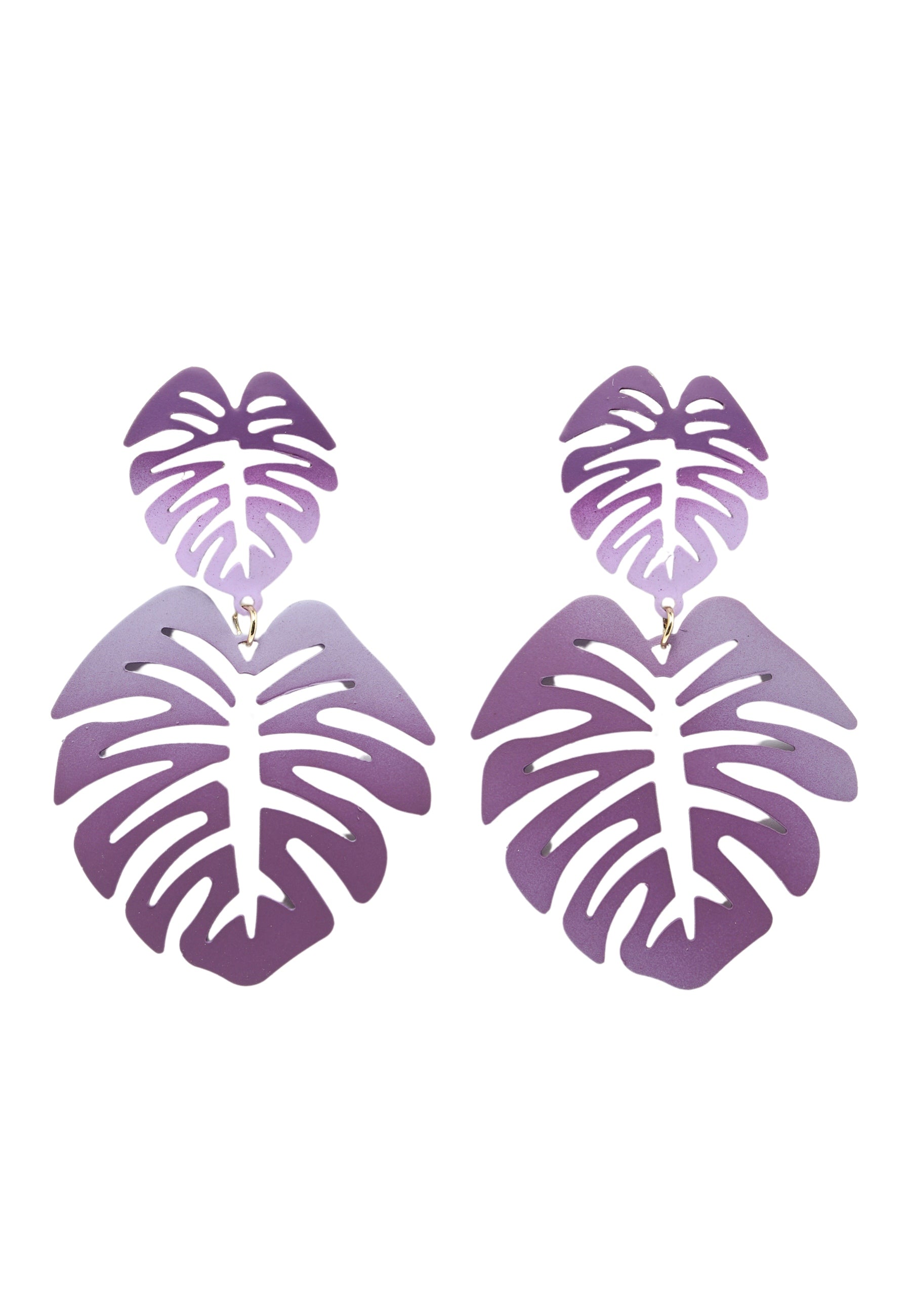 Fliederfarbene Palmblatt-Ohrringe
