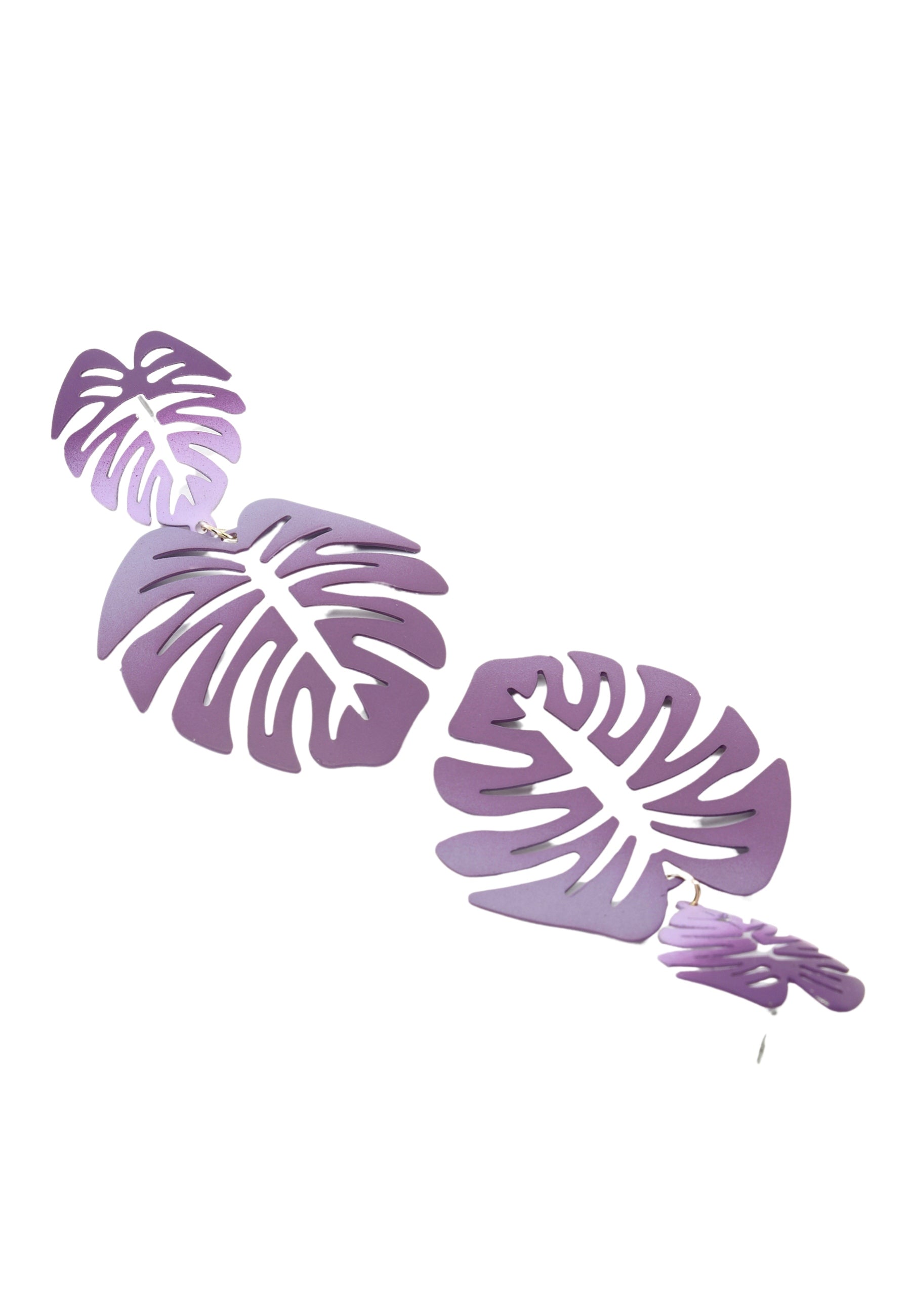 Fliederfarbene Palmblatt-Ohrringe