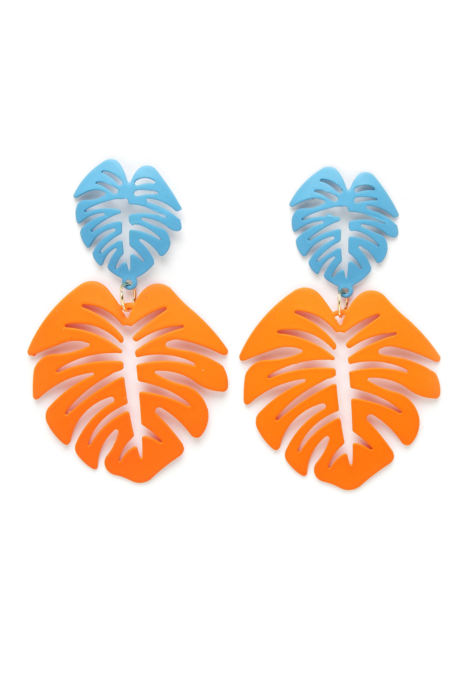 Orecchini pendenti con foglie di palma arancioni