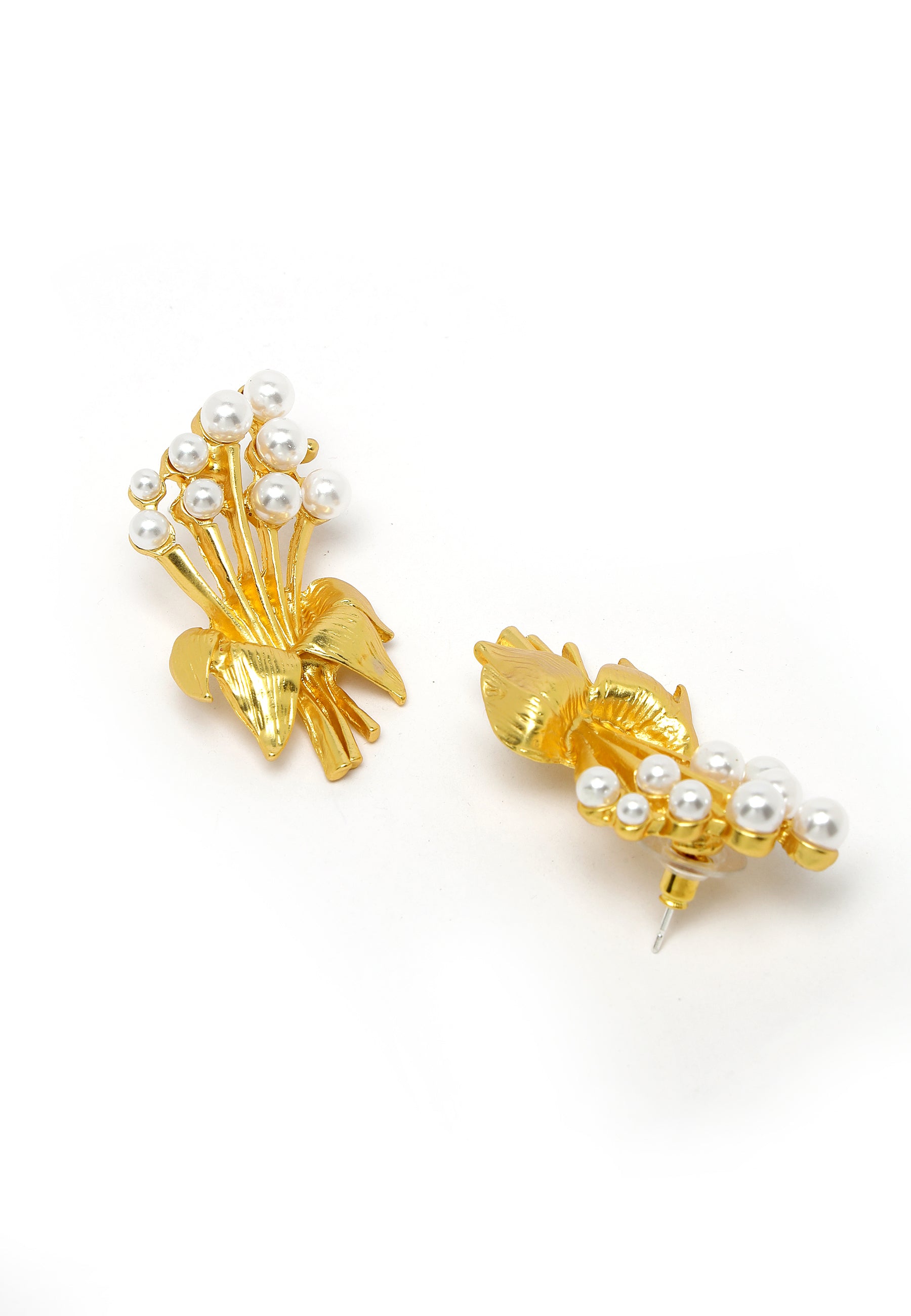 Hibiscus Gold-Plated Pearl Earrings