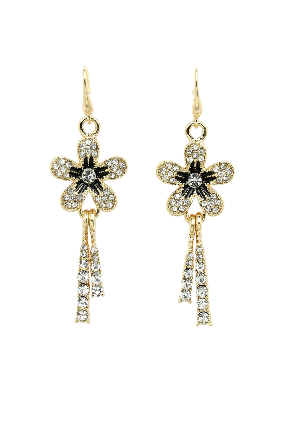 Pendientes de campanillas florales de cristal dorado