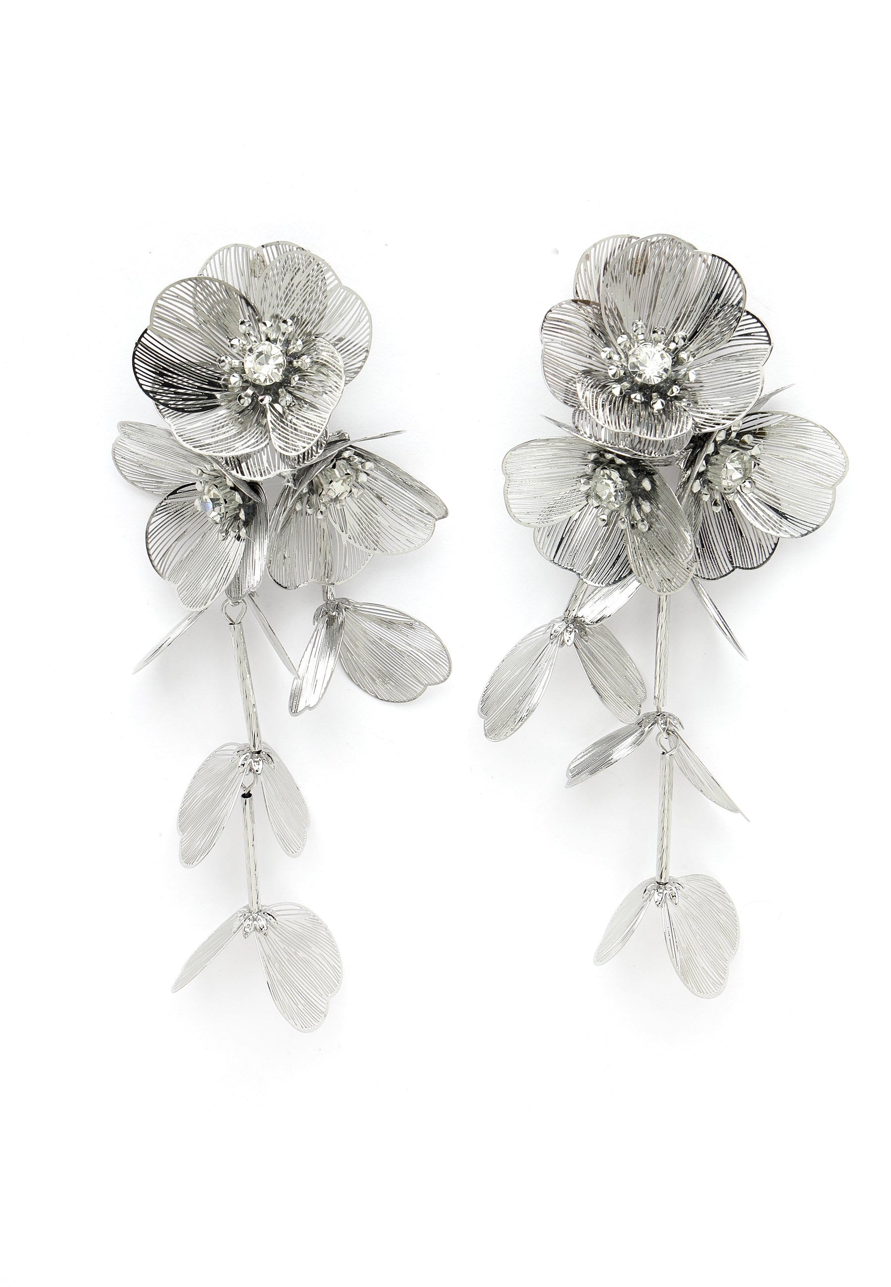 Crystal Bloom Tassel Earrings