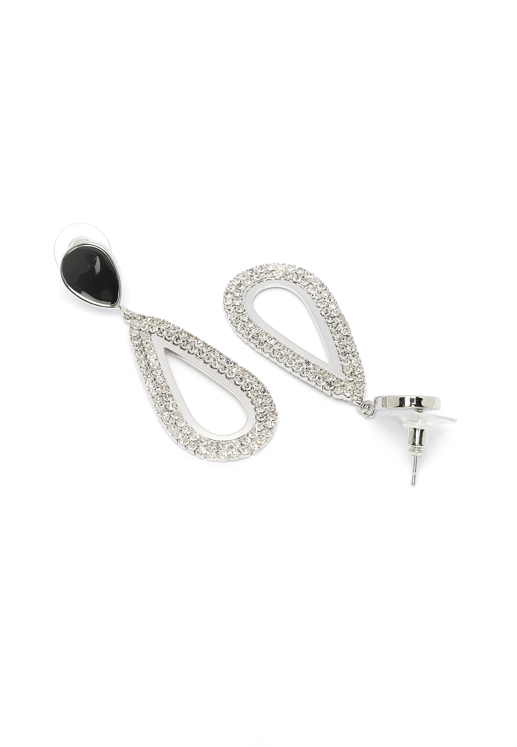 Boucles d'oreilles pendantes avec accents noirs