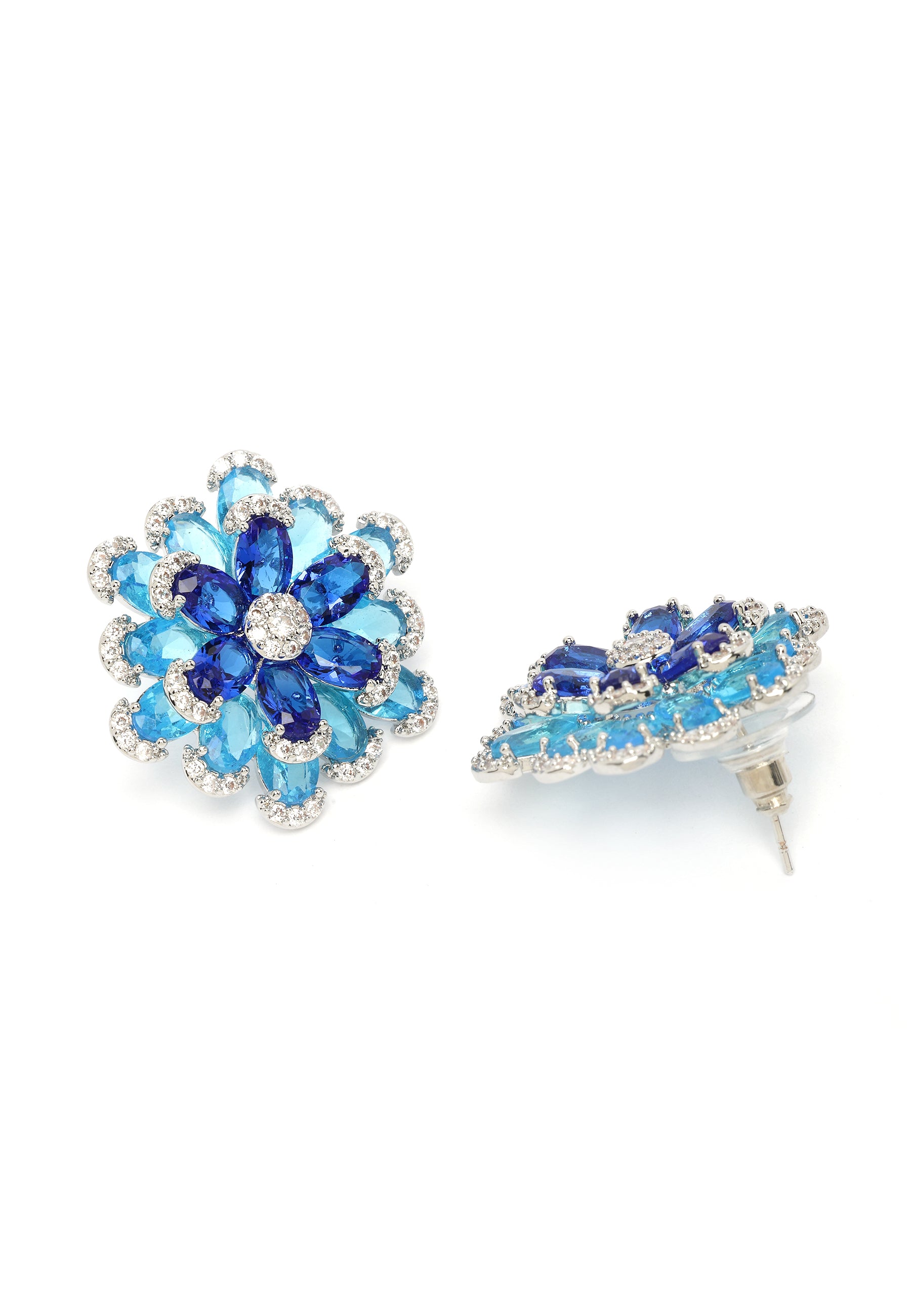 Boucles d'oreilles florales bleu radieux