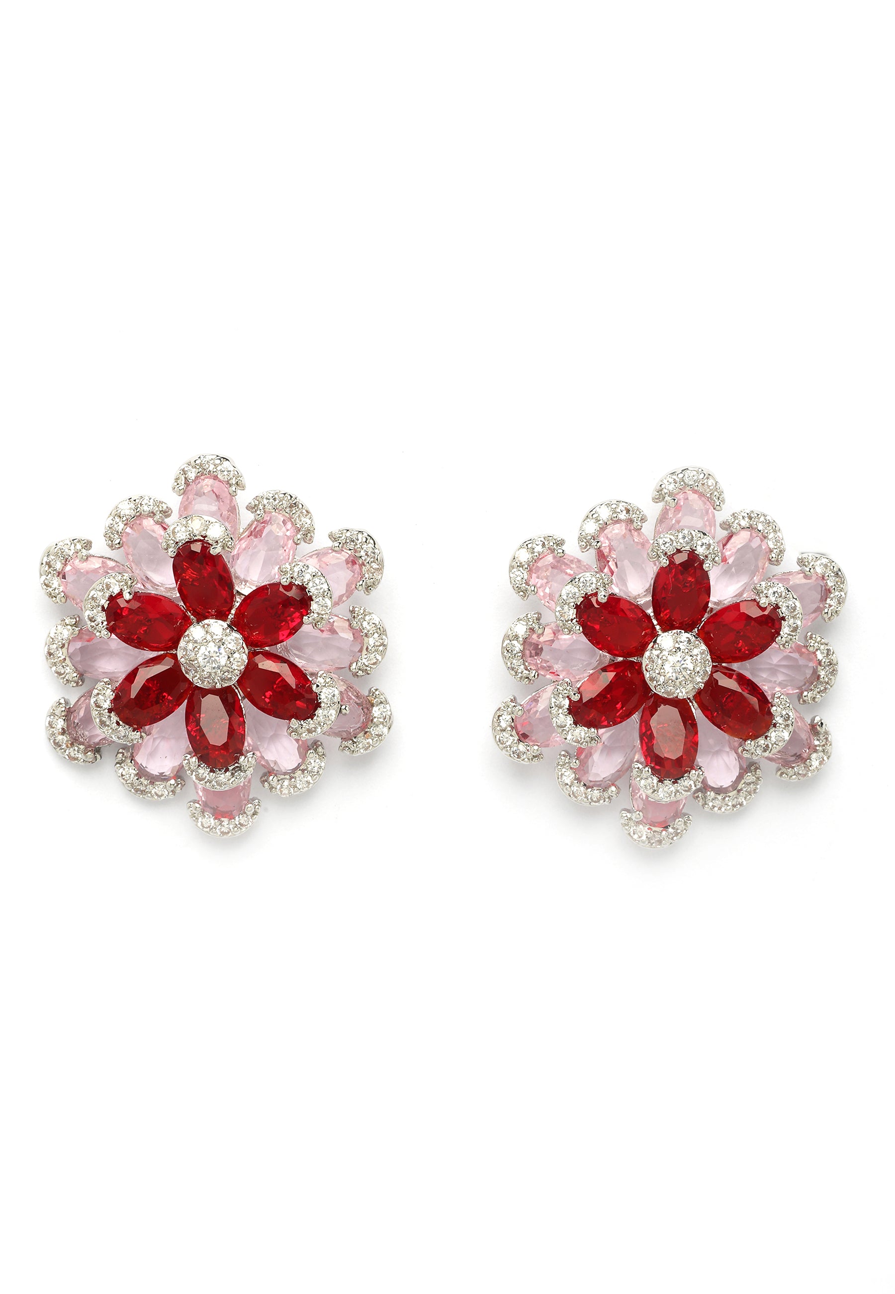 Ruby-Red Floral Earrings