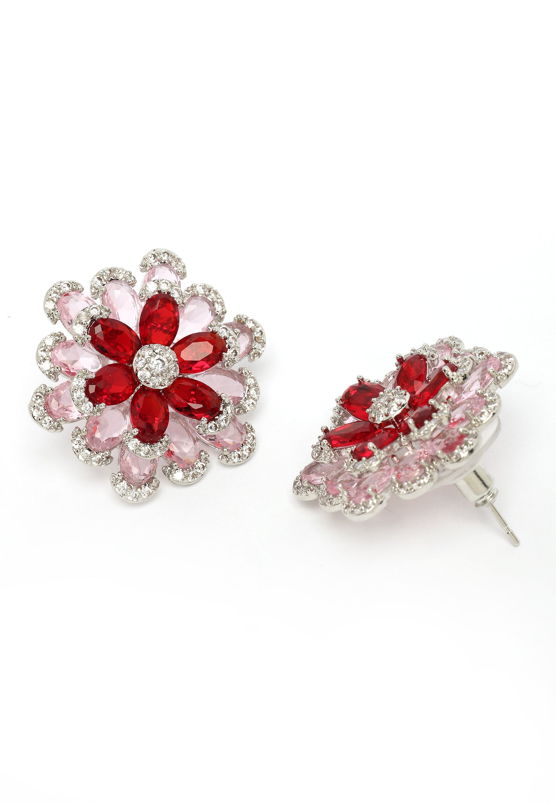 Ruby-Red Floral Earrings