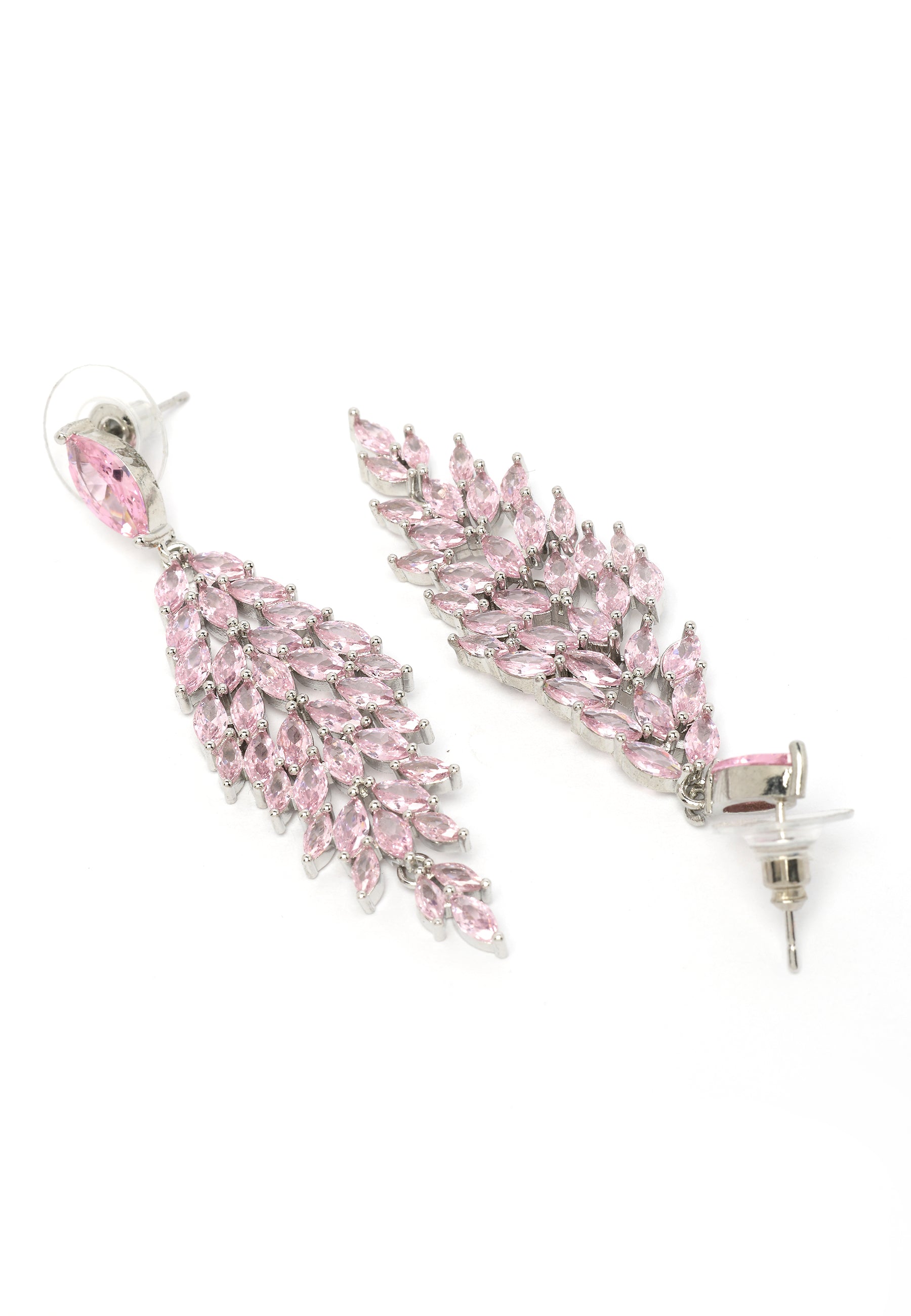 Light-Pink Leafy-Waterfall Earrings