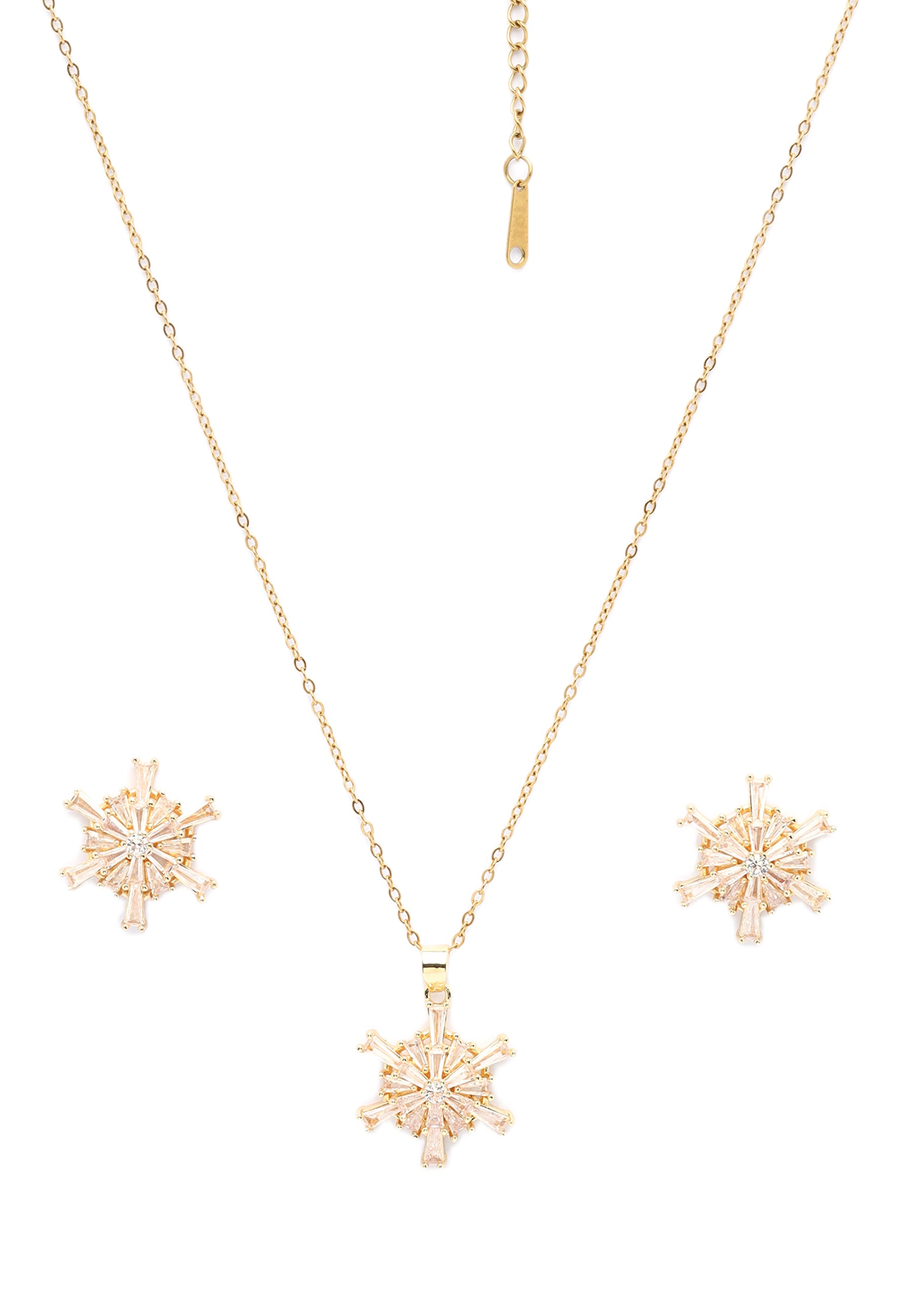 Set di orecchini e collana in polvere di stella dorata