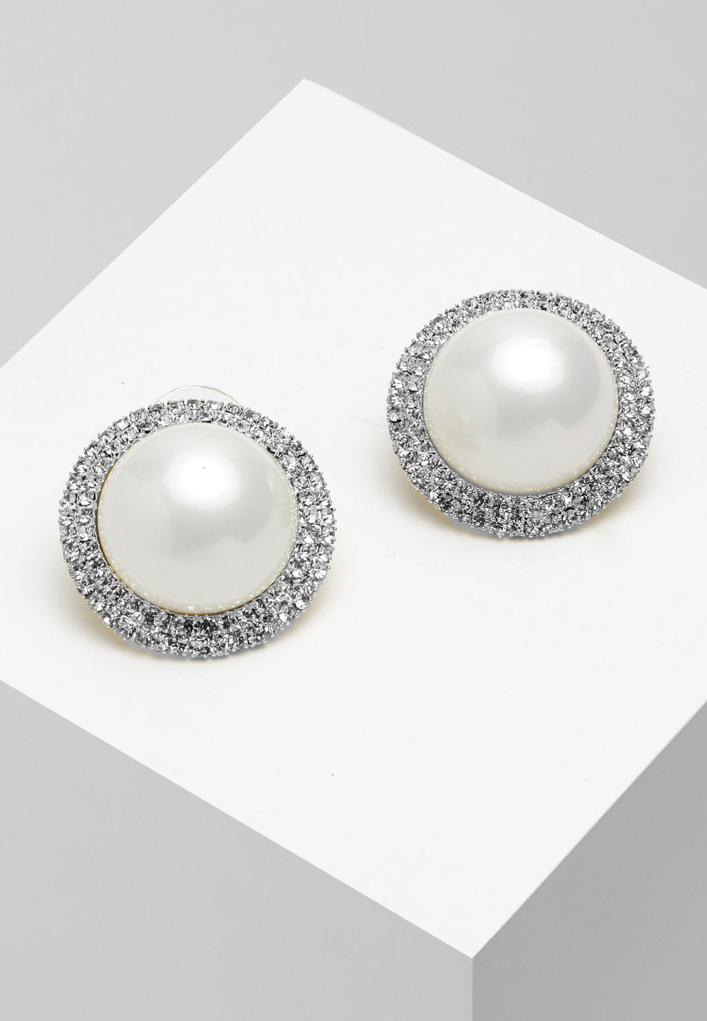 Silver-plated Oval Studs