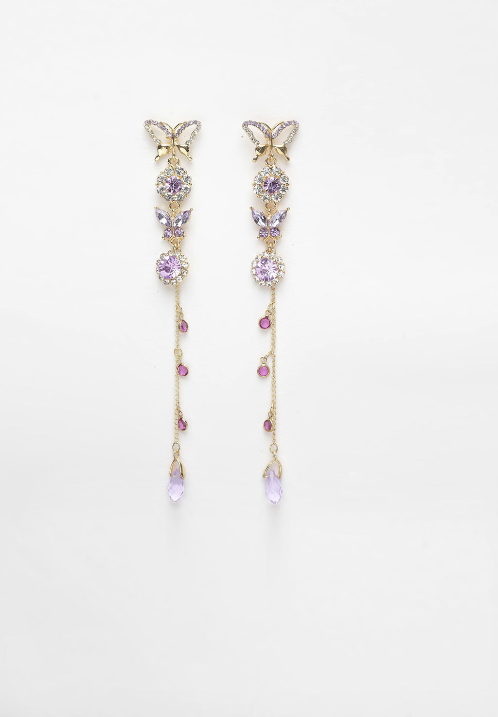 Purple Butterfly Crystal pitkät riippuvat korvakorut