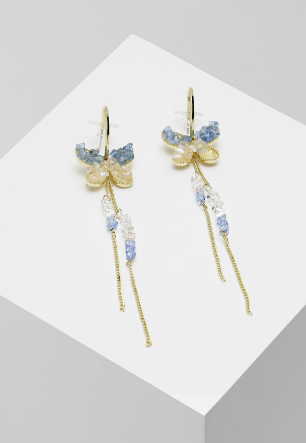 Boucles d'oreilles papillon suspendues en bleu