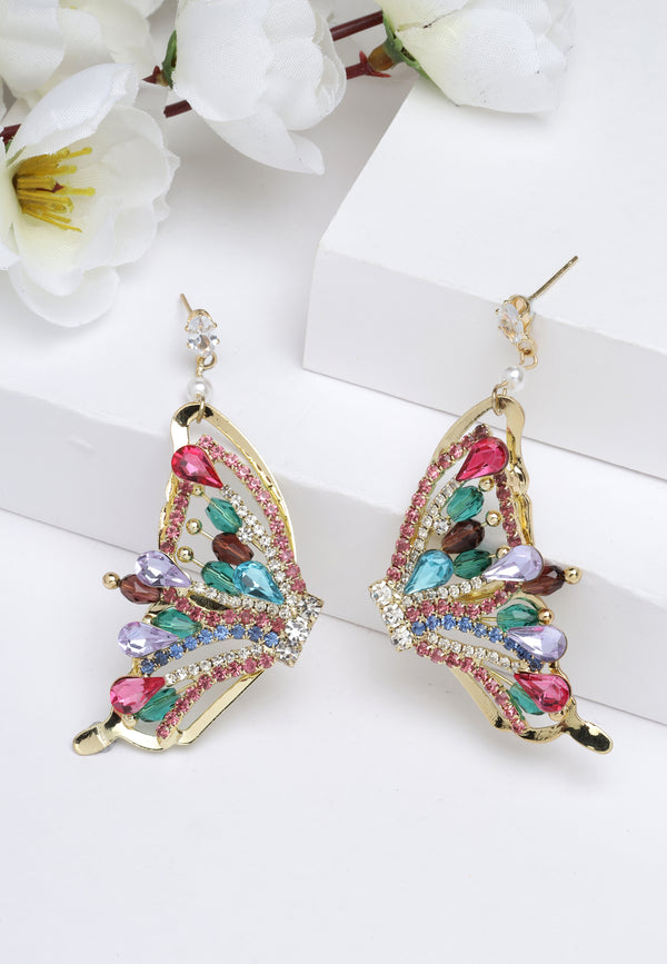 Boucles d'oreilles papillon en cristaux