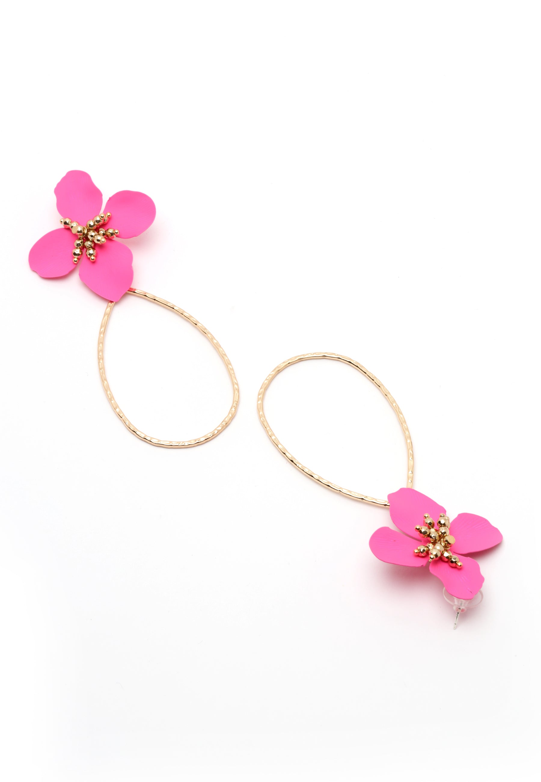 Plum Blossom Earrings in Dark Pink