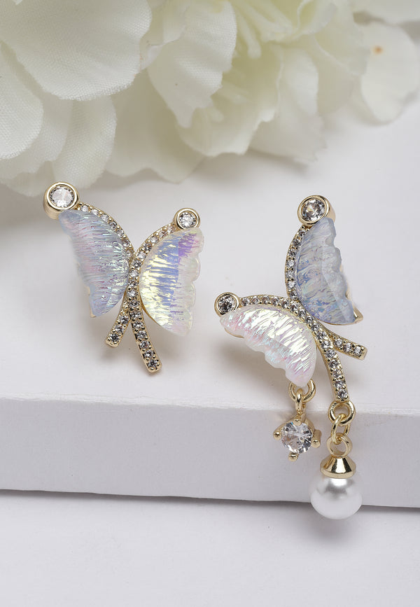 Gold Butterfly Crystal Earrings