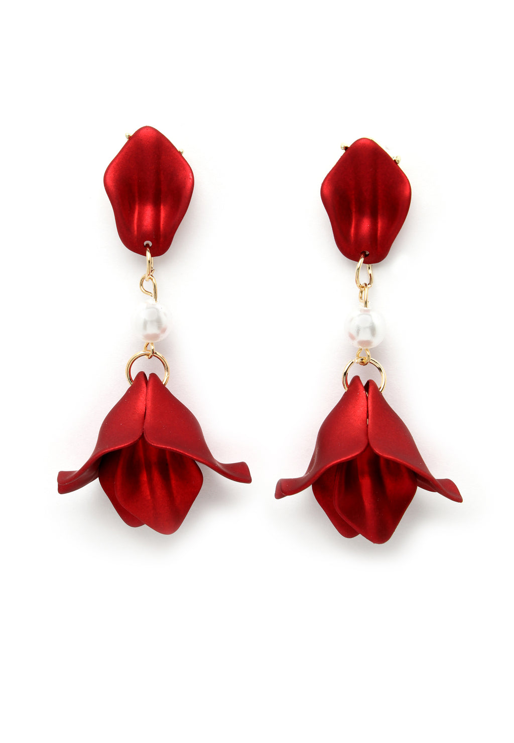 Orecchini pendenti con rose rosse